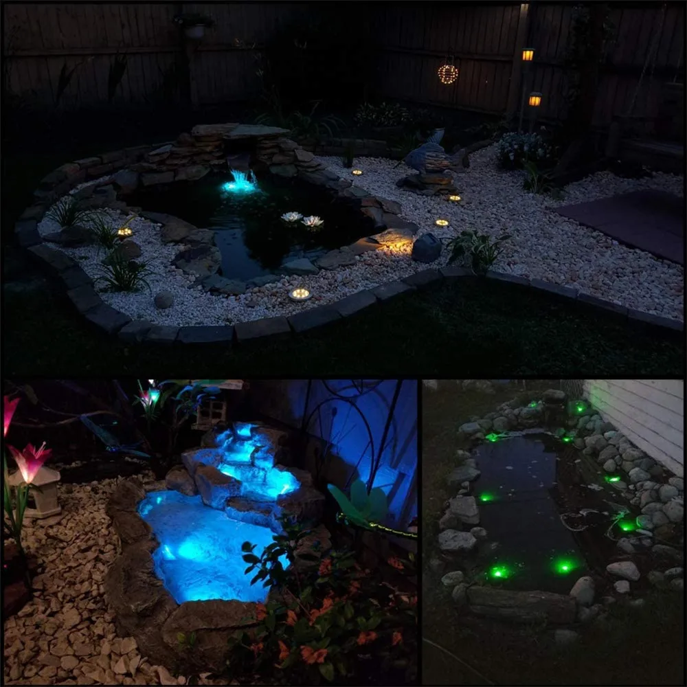 12pcs Lights for Submersible Pools LED Light Remote Controlled RGB Underwater Night Lamp Vase Bowl Garden Pond Party Decoration