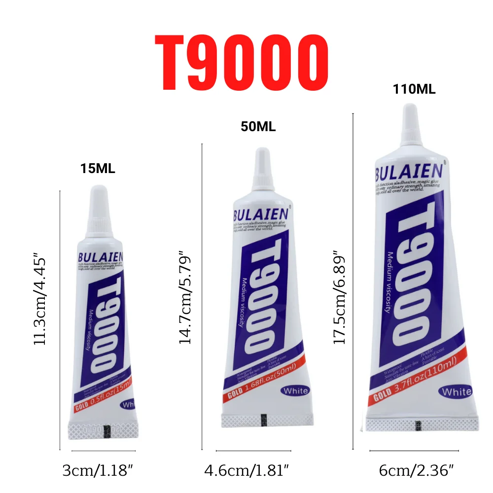 15ml 50ml 110ml bulaien t9000 adesivo transparente para reparo de contato cola acrílica amigável com ponta aplicadora de precisão