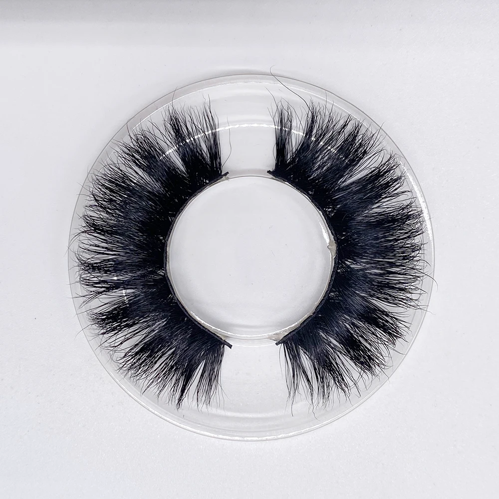 5D Mink Eyelashes Reuse Crystal Round Box Factory Stock Natural Fluffy Curl Embellish Eye 20mm Lashes