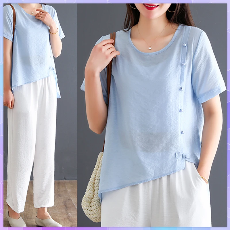 Plus Size Elegent Women Tops Short Sleeve T-shirts O Neck Cotton Linen Tee Shirt Summer Casual Loose Top Wrk Wear Tshirt 5XL