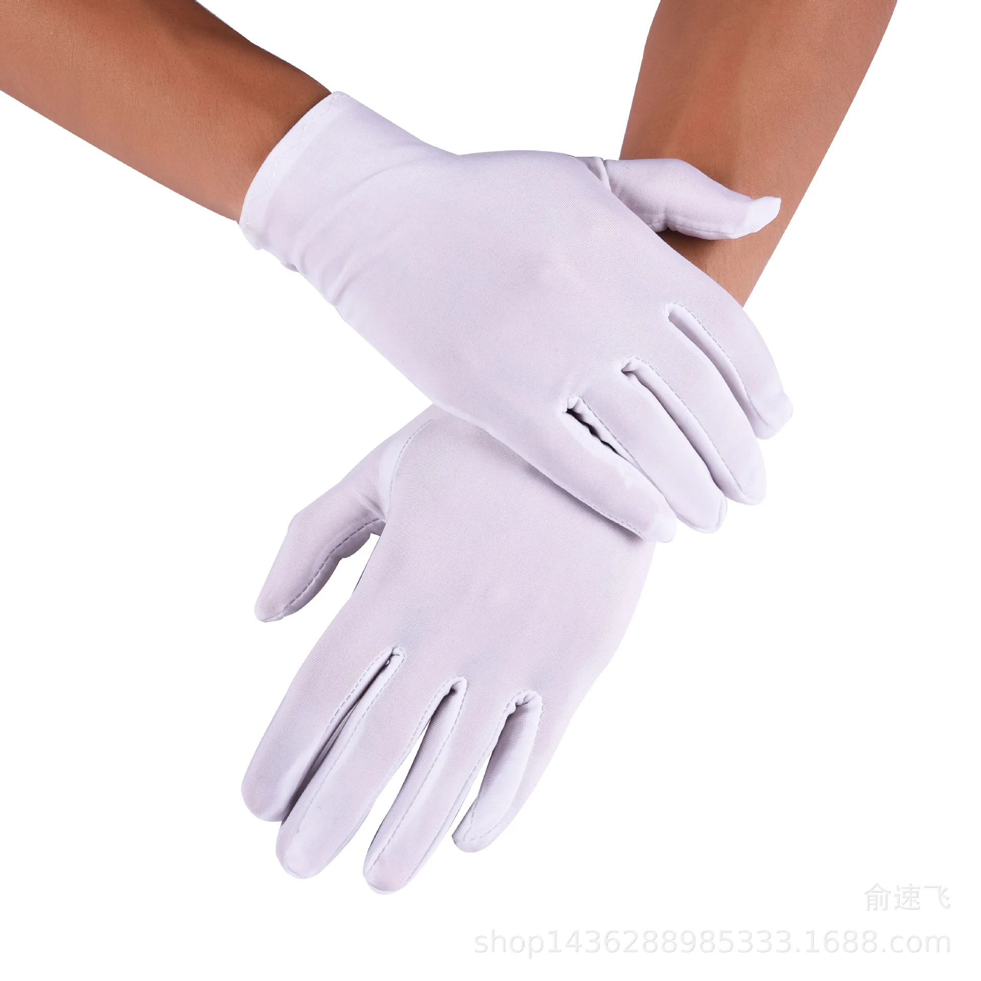 Spring and Summer Men\'s High Elastic Spandex Gloves Jewelry Gloves Sunscreen Thin Gloves Etiquette White Command Elastic Gloves