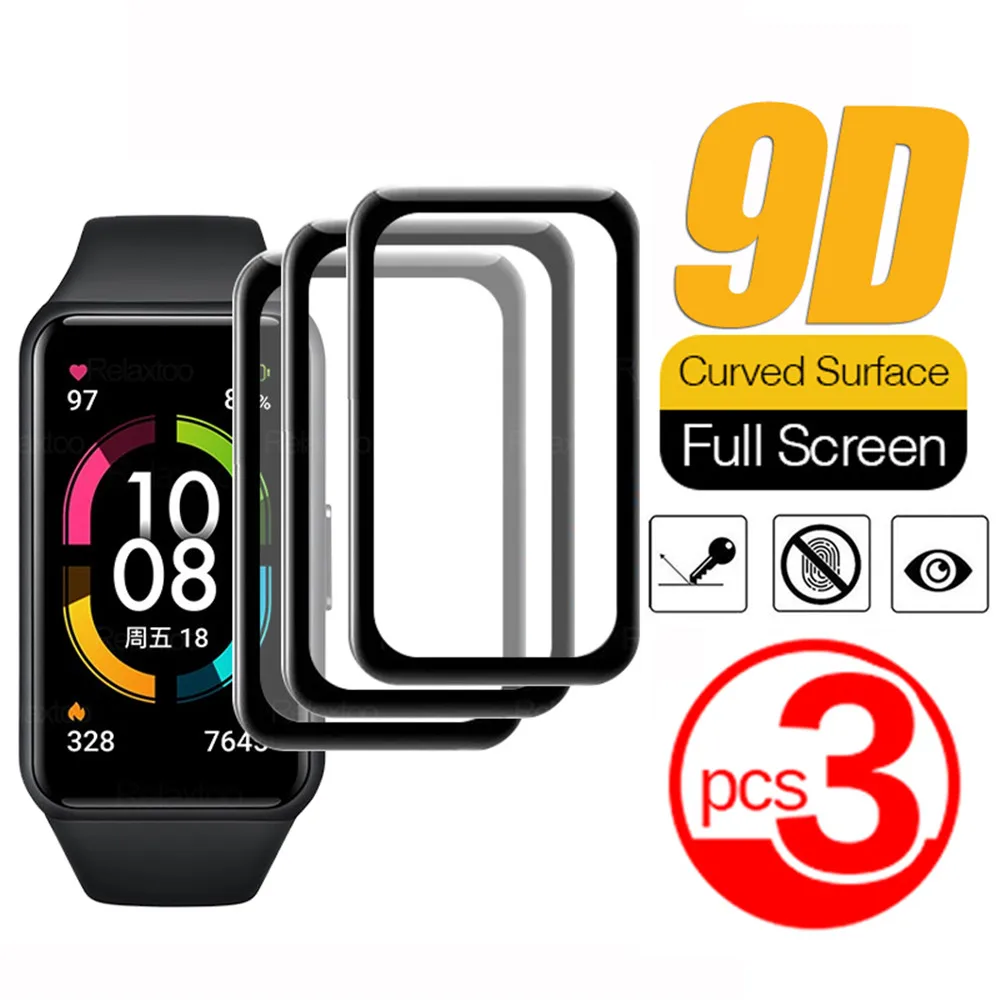 3pcs Full Curved Screen Protector For Huawei Band 6 Tempered Glass For Honor Band 6 Band6 Smart Watch Wristband Protective Film