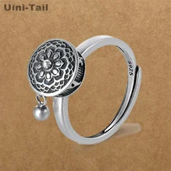 Uini Tail new design hot sale 925 Tibetan silver retro six-character mantra ring simple creative Chinese Buddhist ring ED925