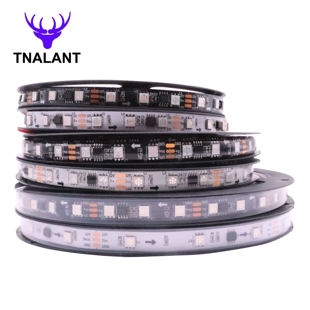 WS2811 LED Strip Addressable Smart RGB Led Light WS2811IC External 1 IC Control 3Leds 5050 SMD White/Black DC12V