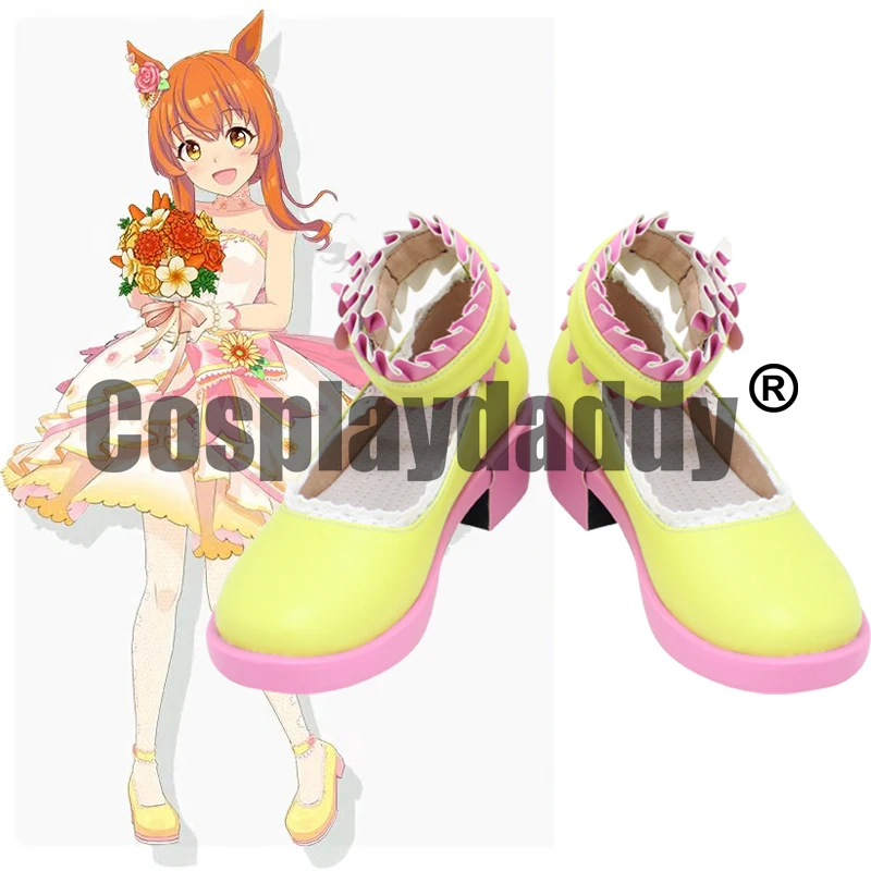 

Uma Musume: Pretty Derby Tracen Academy Mayano Top Gun Wedding Ver. Cosplay Ruffled Ankle Strap Shoes X002