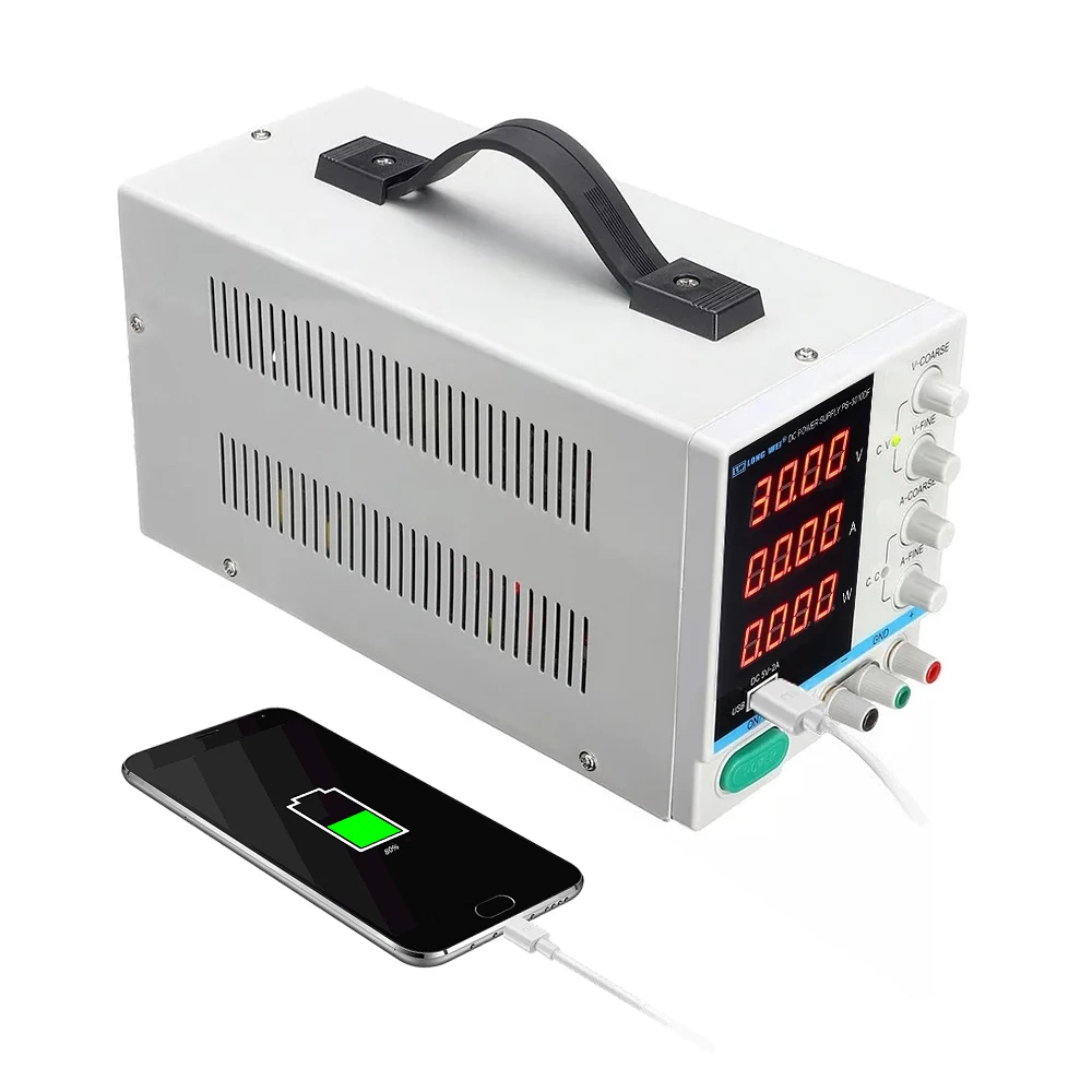 New PS-3010DF 30V 10A Laboratory DC Power Supply Adjustable 4 Digit Display USB Charging Output Regulated DC Power Supply Repair