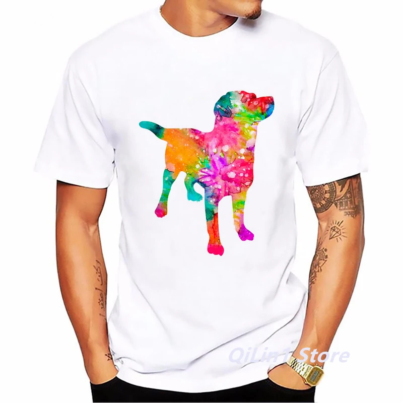 Watercolor Labrador Dog Animal Print T-Shirt Men\'S Clothing 2024 Funny Tshirt Homme Harajuku Kawaii Clothes T Shirt Hombre