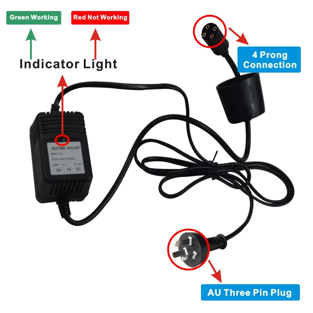Электрический балласт для 55 Вт, ультрафиолетовый светильник, очиститель воды, стерилизатор для всего дома 12 GPM, напряжение: 200 - 240 В, Трехконтактный разъем AU