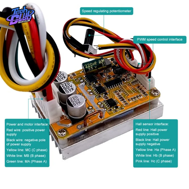 5-36V 350W BLDC  Three-Phase DC Brushless Controller Sensorless Brushless Motor Driver With Hall Motor Dropship