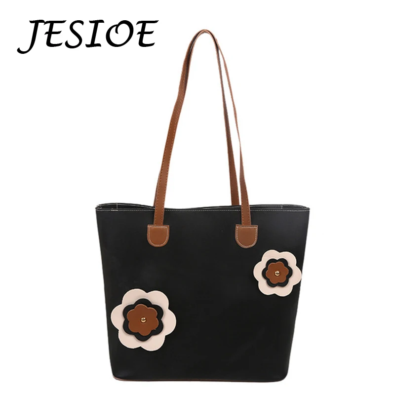 Women Flower Luxury Tote Bag Large Capacity Shoulder Bags Female High Quality PU Leather School Handbags Ladies Casual Wild Bags