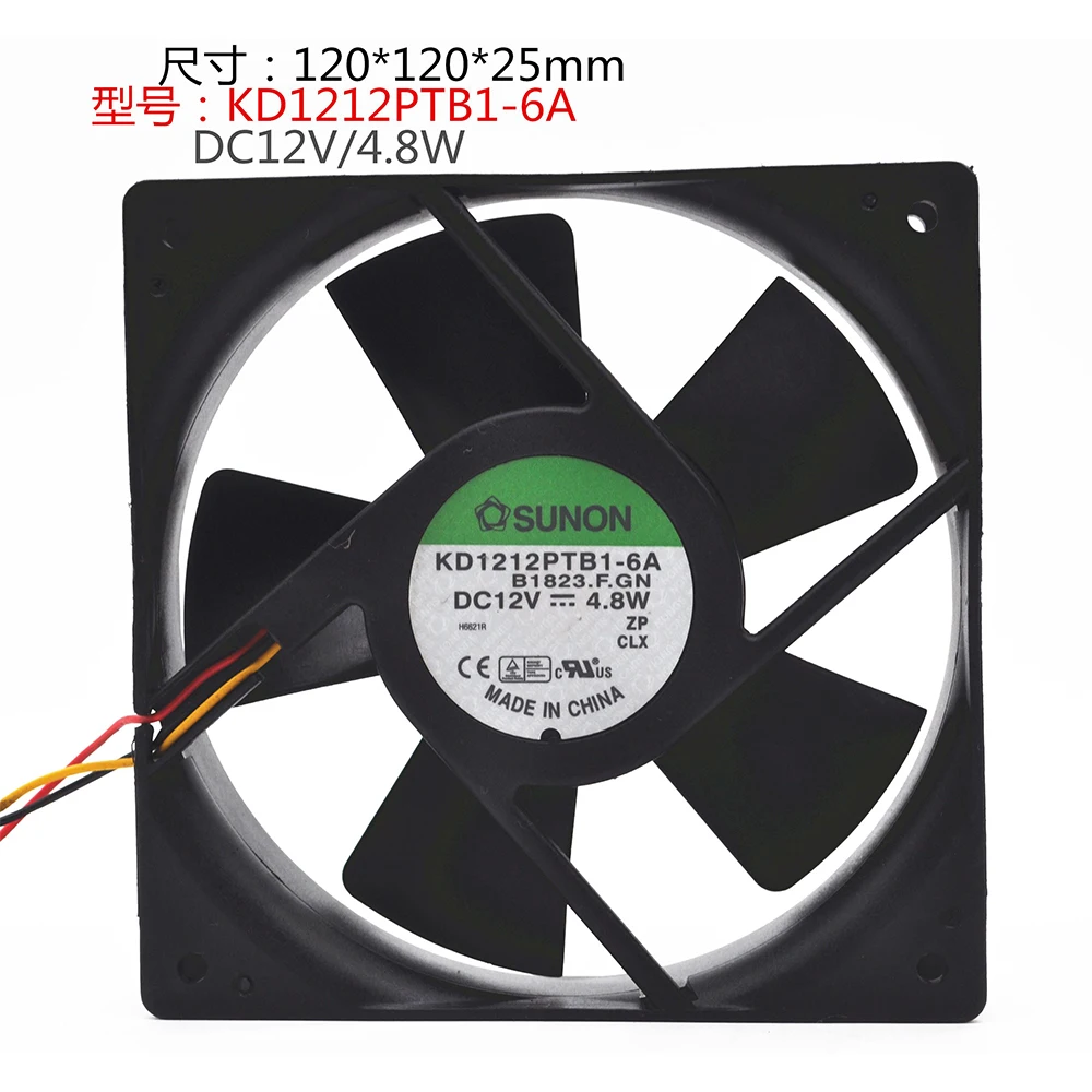 Original KD1212PTB1-6A 12V 4.8W 12025 12CM double ball chassis power cooling fan