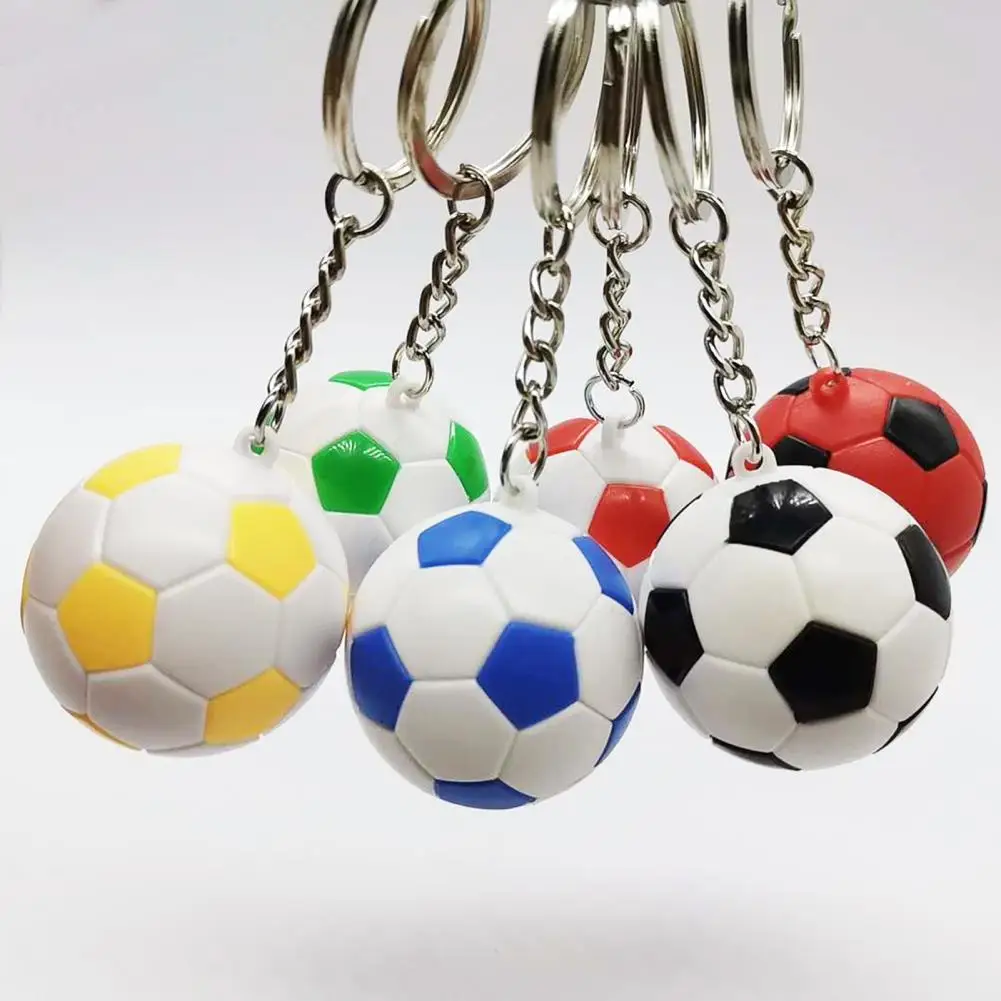 2Pcs Key Chain 6Color New 3D Football Keychain ABS Exquisite Key Ring Sports Memorabilia Small Gift for Children