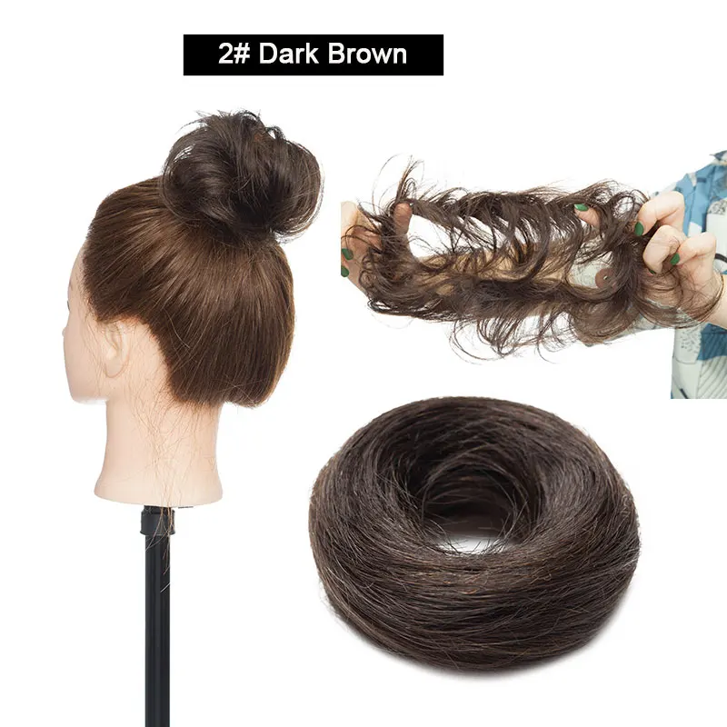 SEGO 100% Menschliches Haar Brötchen Elegante Chignon Scrunchies Haarpferdeschwanz Gerade Donut Updo Haar Stück Für Frauen 17g – Detail 6