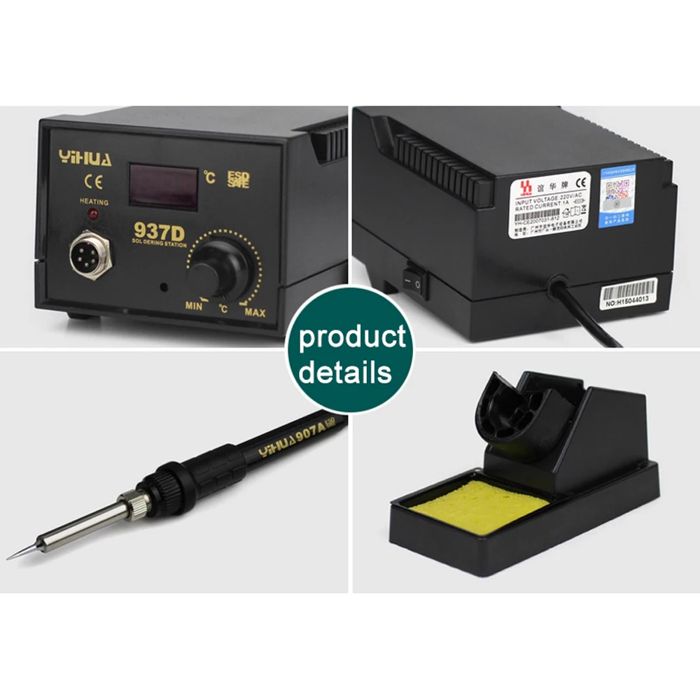 YIHUA-937D 937D+ 45W /60W Lead-free/Thermal control/Thermostat soldering Iron station Eruntop 936 Constant Temperature Antista
