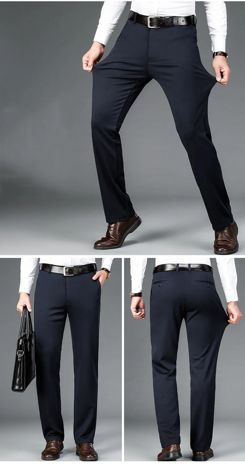 Fashion Men's Plus Size Fit Business Casual Pants Big Tall Classic Dress Pants Elasticity Casual Straight Leg Daily Trousers 14 H89c9db3bd23d4909b9f1487cfc9e7635B