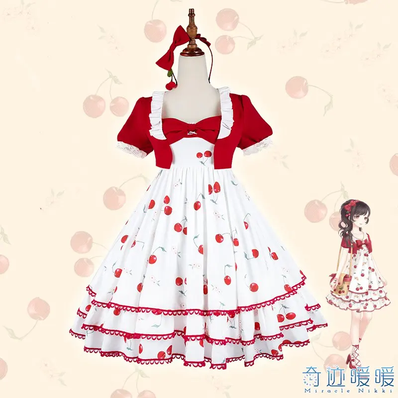 Game Miracle Nikki Nikki Cosplay costume Cherry Adolescence Lolita Dress Kawaii Summer Dress