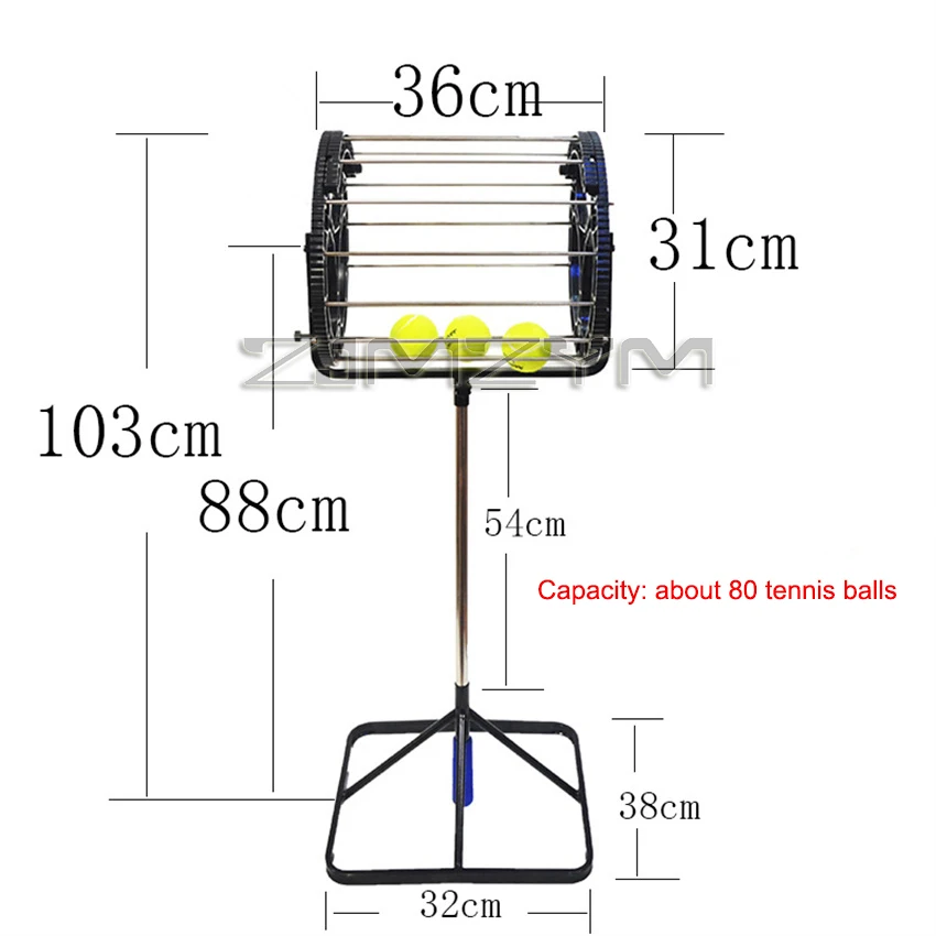 Tennis Trainer Bälle Korb Tennis Ball Picker Ball Retriever mit Quadratischen Griff 80 Bälle Kapazität Höhe Einstellbar L-8M