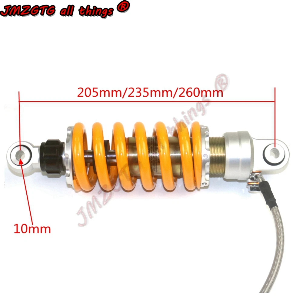 Motorcycle electric vehicle double damping adjustable rear suspension mid-mounted  shock absorber 205mm 235mm 260mm