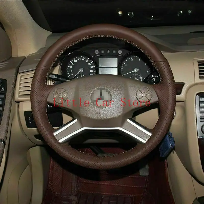 

Противоскользящий коричневый кожаный чехол для руля Benz R350