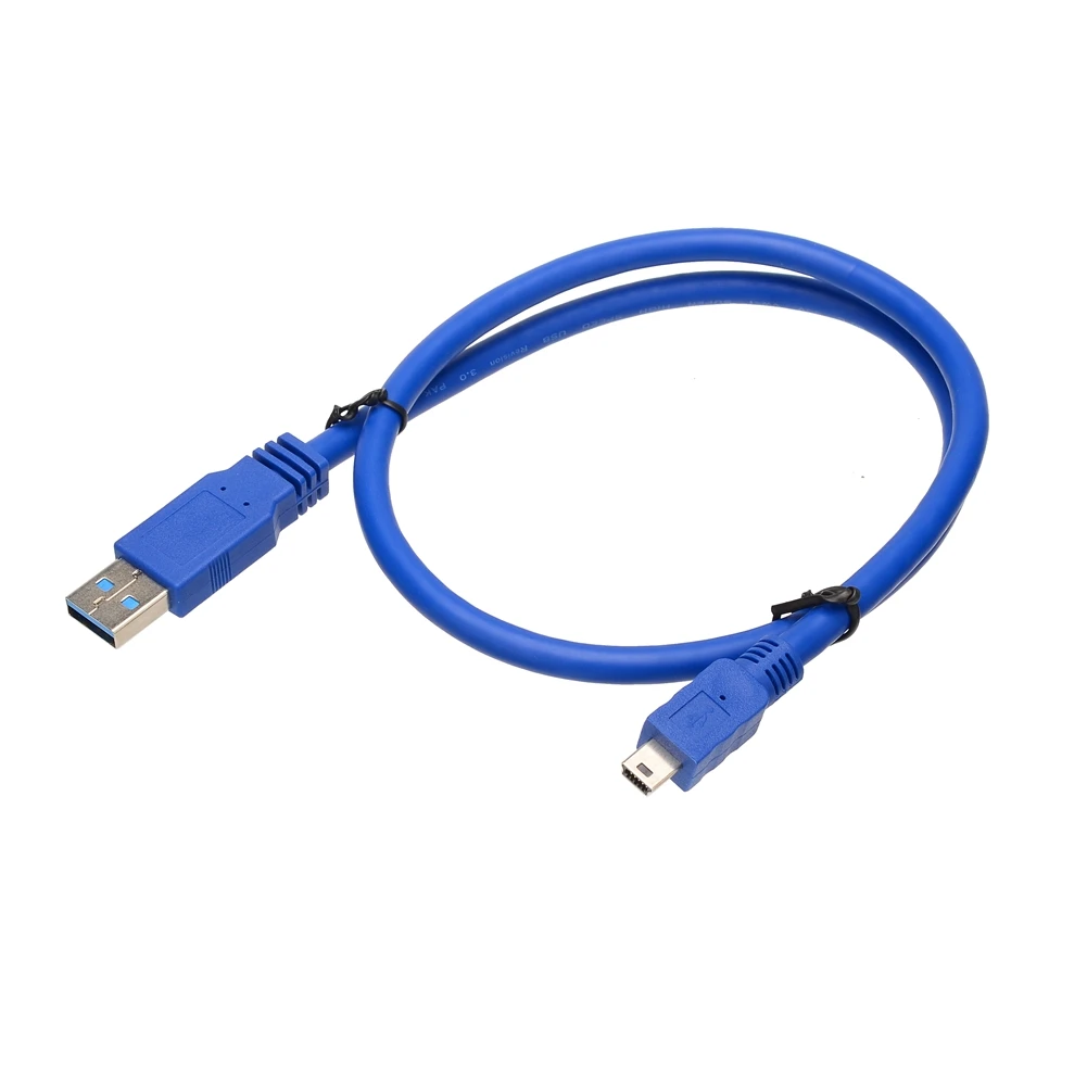 10pin Mini kabel USB 3.0 SuperSpeed USB 3. W wieku 0 niebieski kabel-typ A-męski na Mini B 10-Pin męski-1 metr (3 stopy)-okrągły niebieski