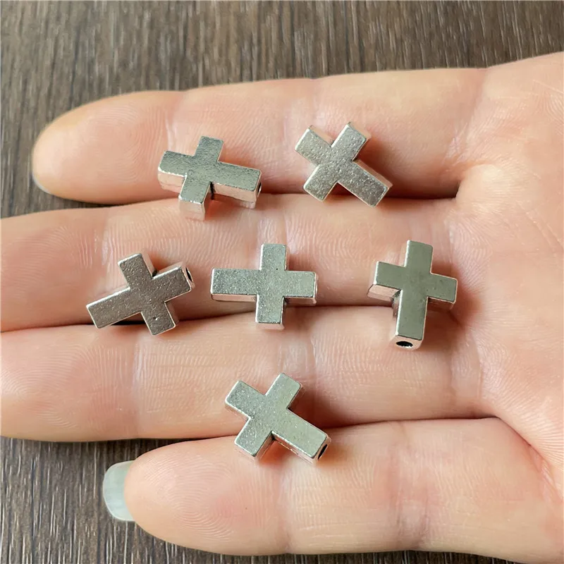 JunKang 10pcs cross islam faith connection perforated beads for jewelry making DIY handmade bracelet necklace accessories