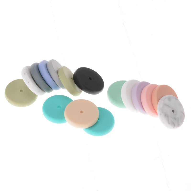 LOFCA 10pcs Silicone Beads Coin beads Food grade siliconeDIY jewelry making Necklace Bracelets Keychain Jewelry accessories