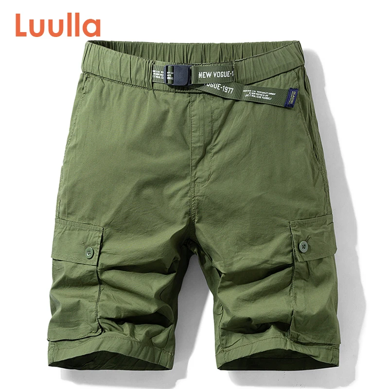 

Luulla Men's 2020 Summer Casual Cargo Shorts Men Fashion Stretch Cotton Knee Length Loose Fit Shorts Homme Bermuda Trousers Men