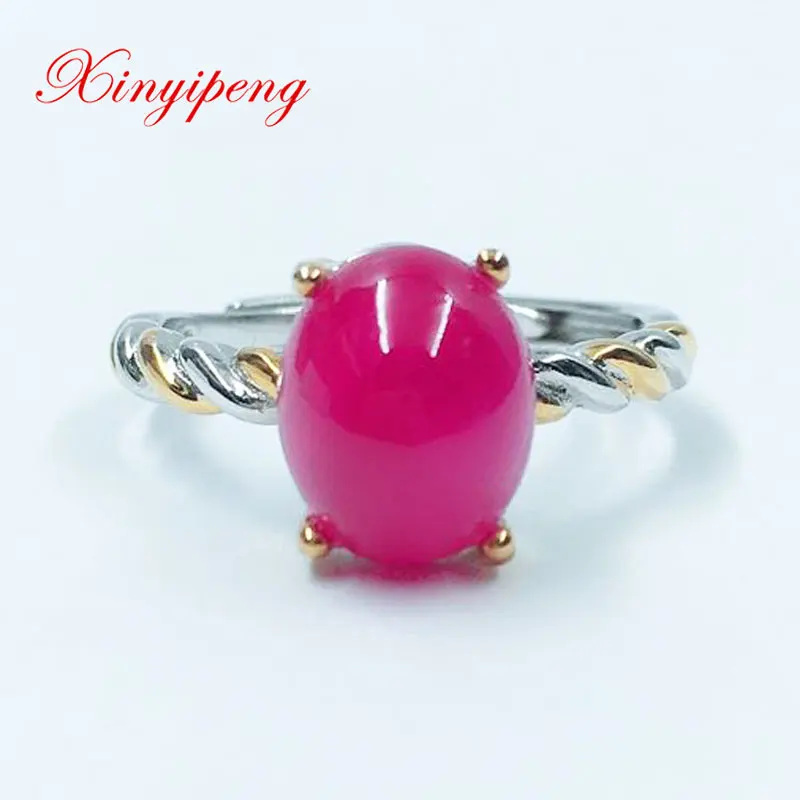 

Xin Yipeng S925 sterling silver plated white gold yellow gold inlaid real 3.67ct natural ruby ring fine wedding gift for women