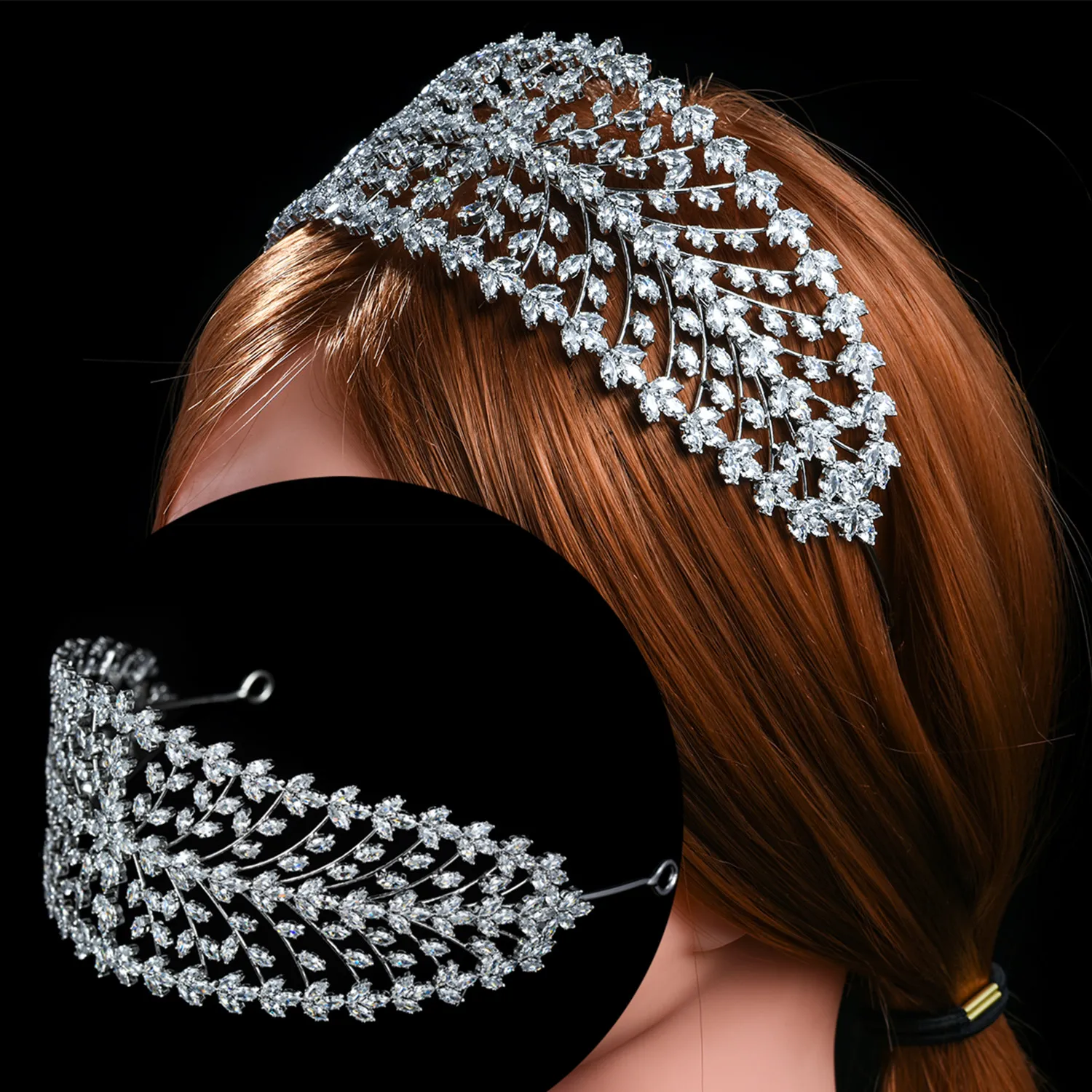 YCDZSWWL High-grade Elegant Bridal Crystal Cz Tiaras Ladies Shining Headbands for Prom/Wedding/Birthday Party