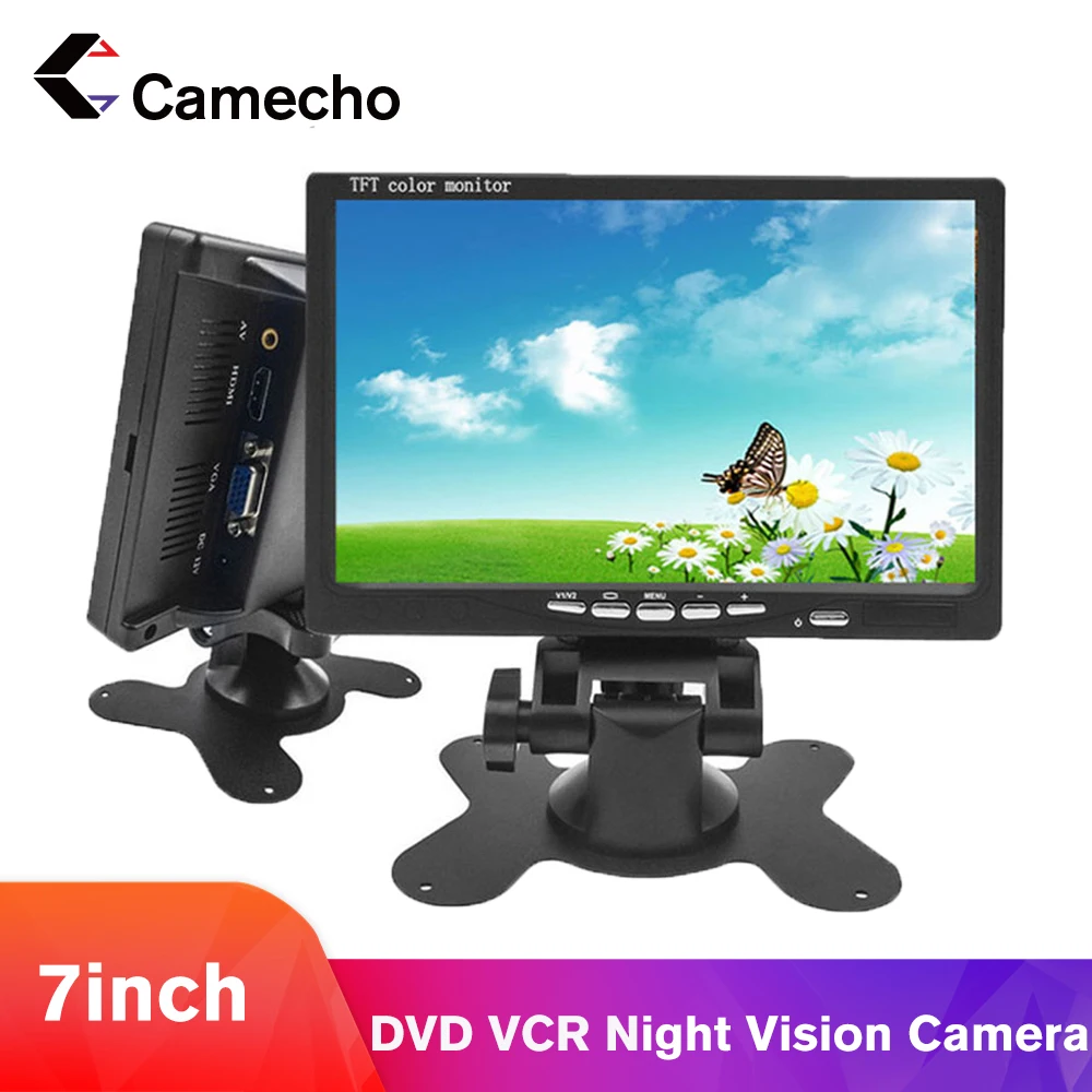 

Camecho HD 7 Inch LCD Color Display Screen Car Rear View DVD VCR Monitor With LED Lights Night Vision Backup Reverse Camera