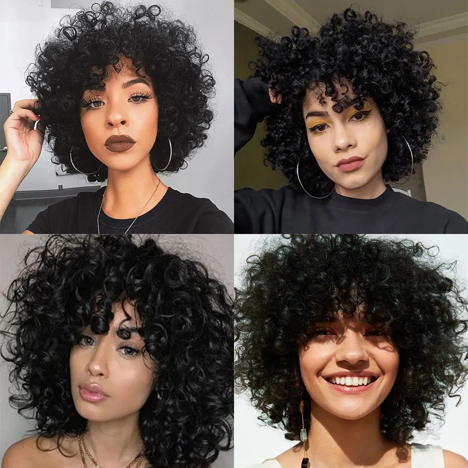 MUMUPI Afro Kinky Curly Wig Synthetic Wigs for Women Black Natural Afro High Temperature Hair 2color Available