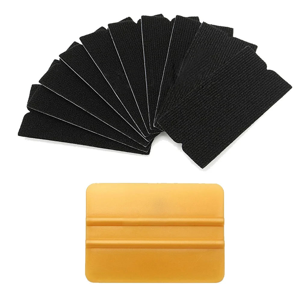 Scraper Squeegee Applicator Tools Film Wrapping Replaceable Fabric Felt Edge 10pcs Vinyl Sticker Wrap Tint Cleaning Kit 10x7cm