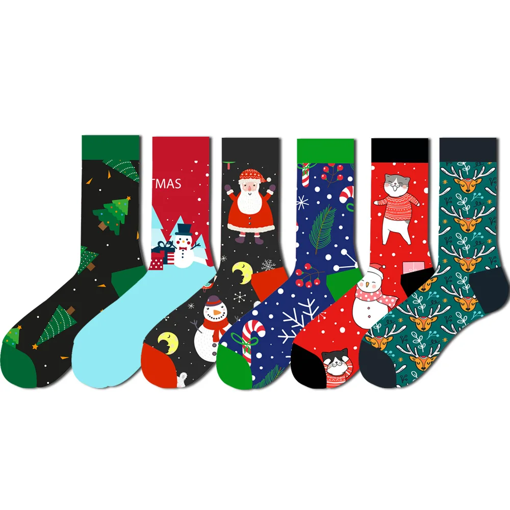 Christmas socks for men cotton winter warm sock unisex new year cartoon elk socks male Santa Claus sox dropshipping