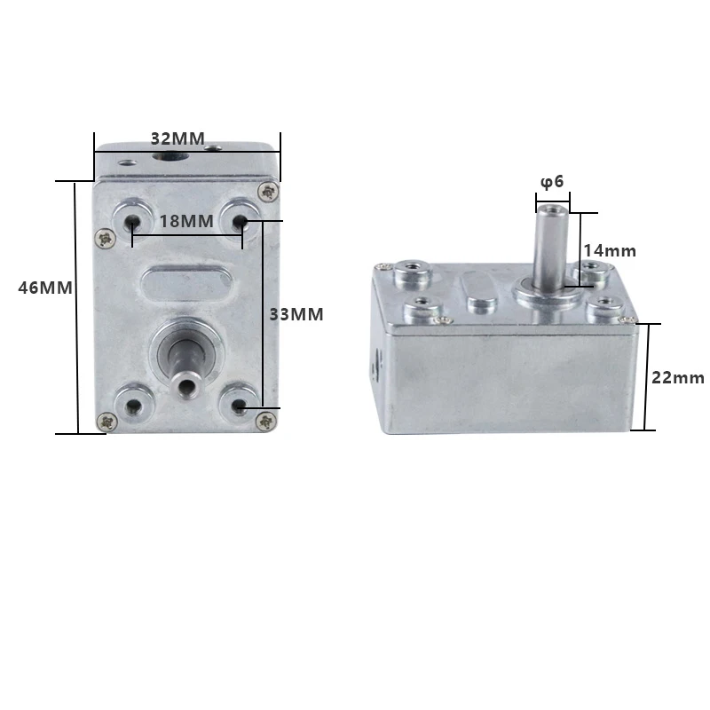 Reductor de Motor de CC pequeño de Metal 4632, reductor de engranaje helicoidal, relación de caja de cambios de Motor eléctrico de CC 40/65/150/200/250/324/600/1000