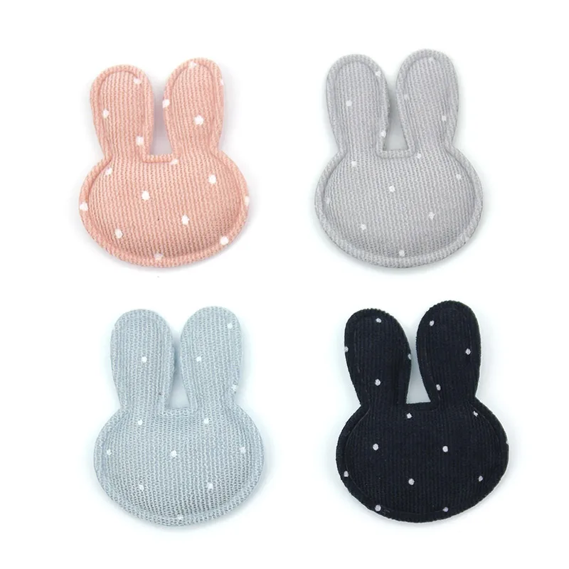 40Pcs Mixed Dot fabric Mouse Corwn Rabbit Head shape Padded Appliques for Baby\'s crafts hair Clip Handmade Headwear Accessories