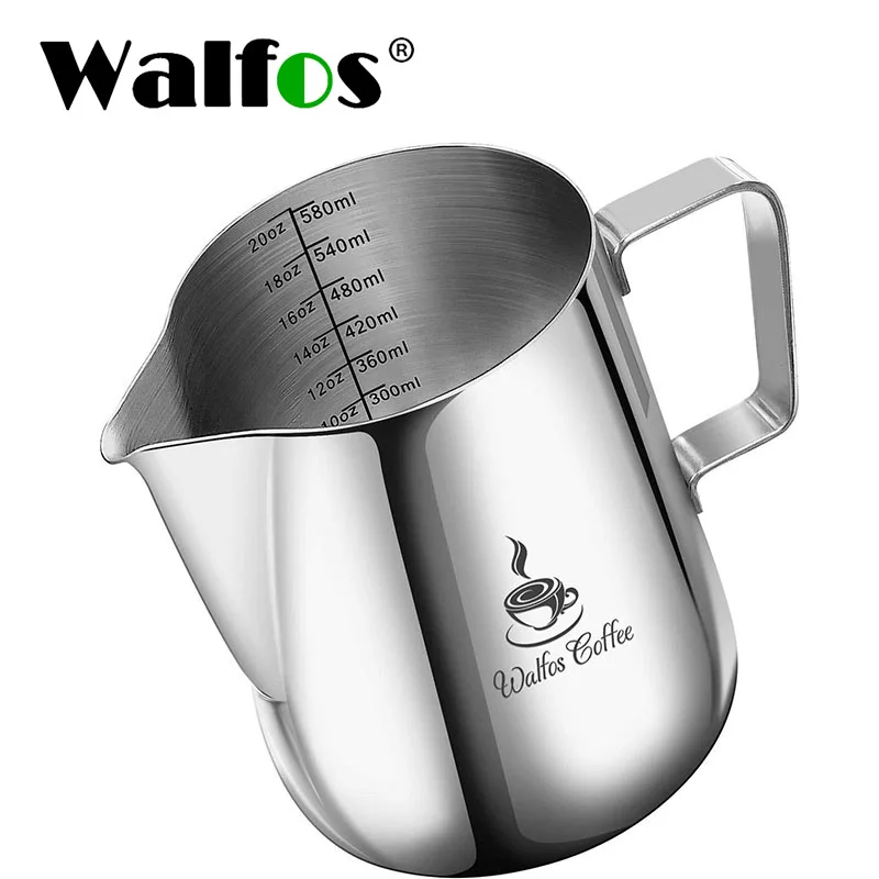 

Walfos Style Espresso Coffee Milk Mugs Cup Pots Jug Handle Craft Coffee Garland Cup Latte Jug Thickened Stainless Steel