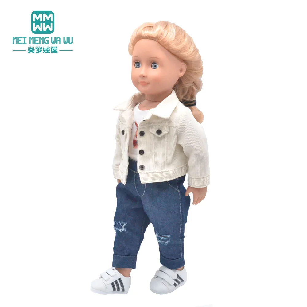 Clothes for Doll Fit 45 cm American Doll Accessories Fashion Denim Shorts Woolen Coat Jacket Dress Gift