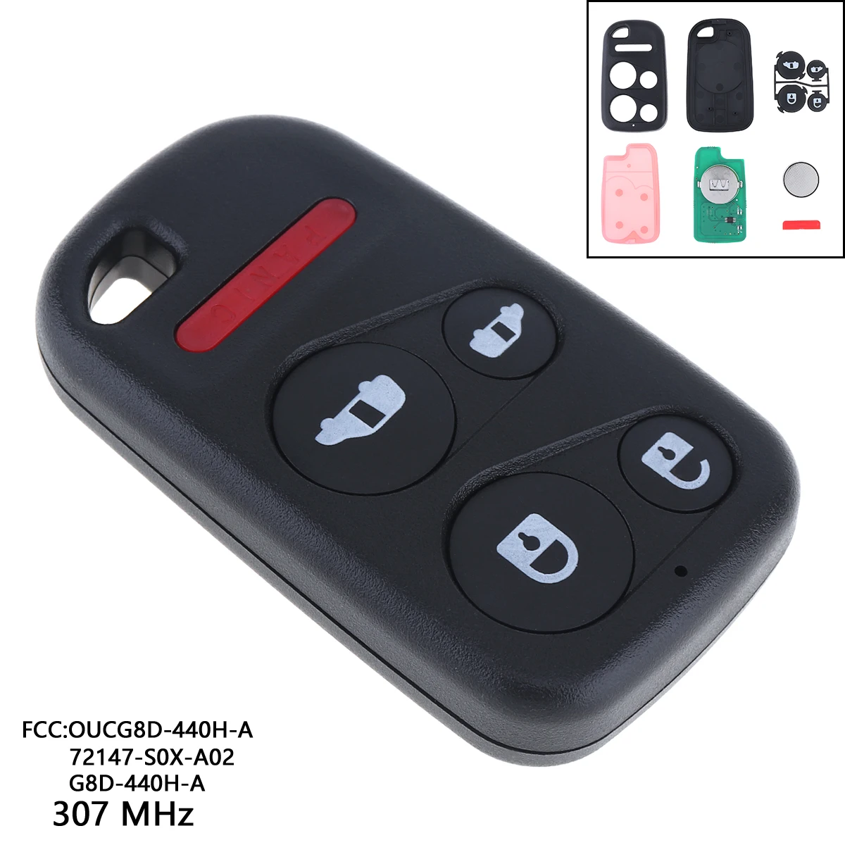 

5 Buttons Keyless Remote Car Key Fob ID46 Chip OUCG8D-440H-A G8D-440H-A 72147-S0X-A02 fit for Honda 2001 2002 2003 2004 Odyssey