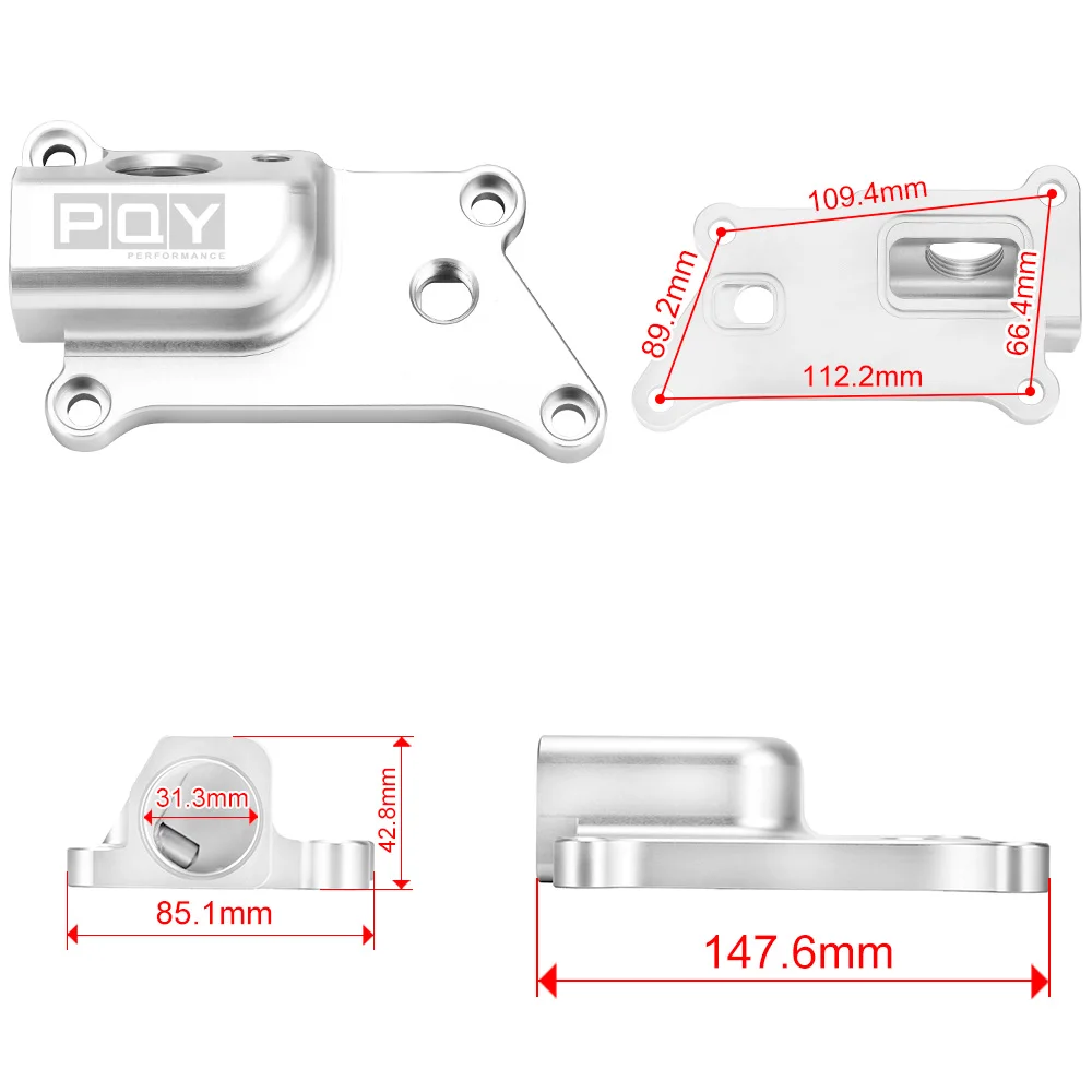 PQY High Quality Auto Upper Coolant Housing Straight With Filler Neck & Thermost Radiator Cap Cover for K24 K20Z3 PQY-IMK09S