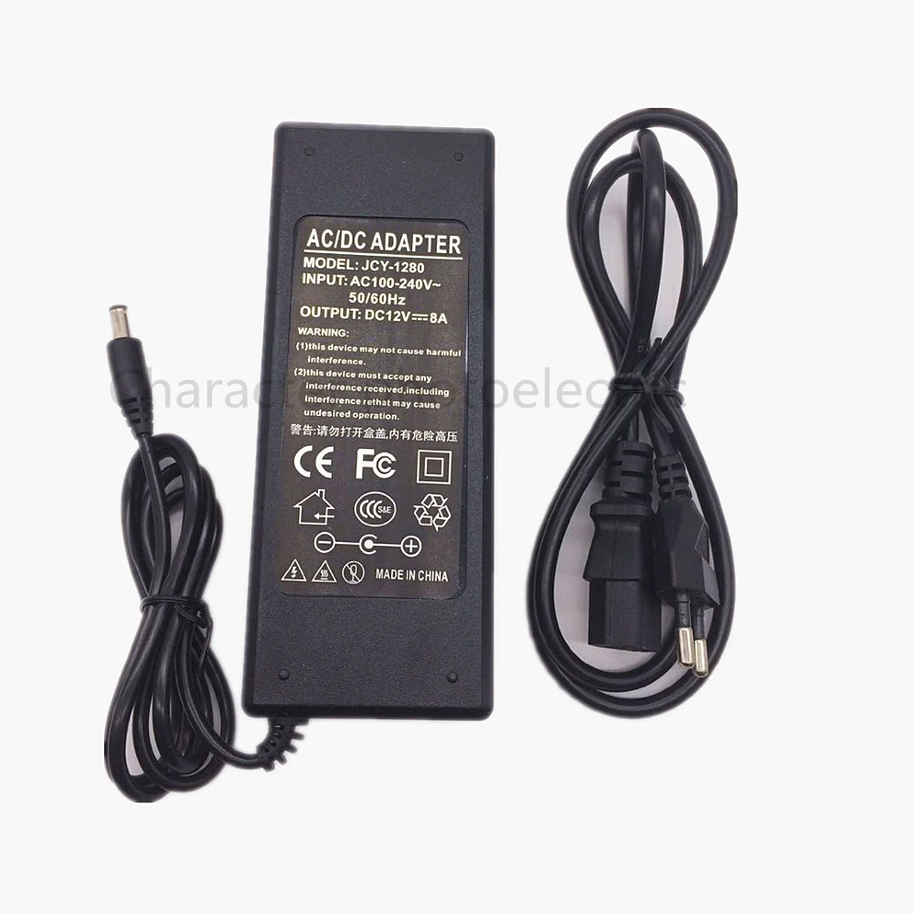 

EU US plug AC100-240V Converter Adapter For DC 12V 8A 96W LED Power Supply Charger for 5050 3528 SMD Light LCD CCT