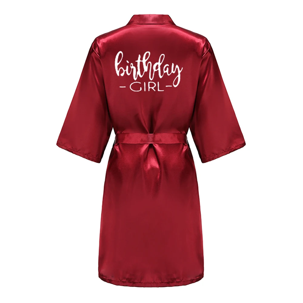 Birthday Party Girl & Entourage Satin Printing Women Pajamas Female Robes