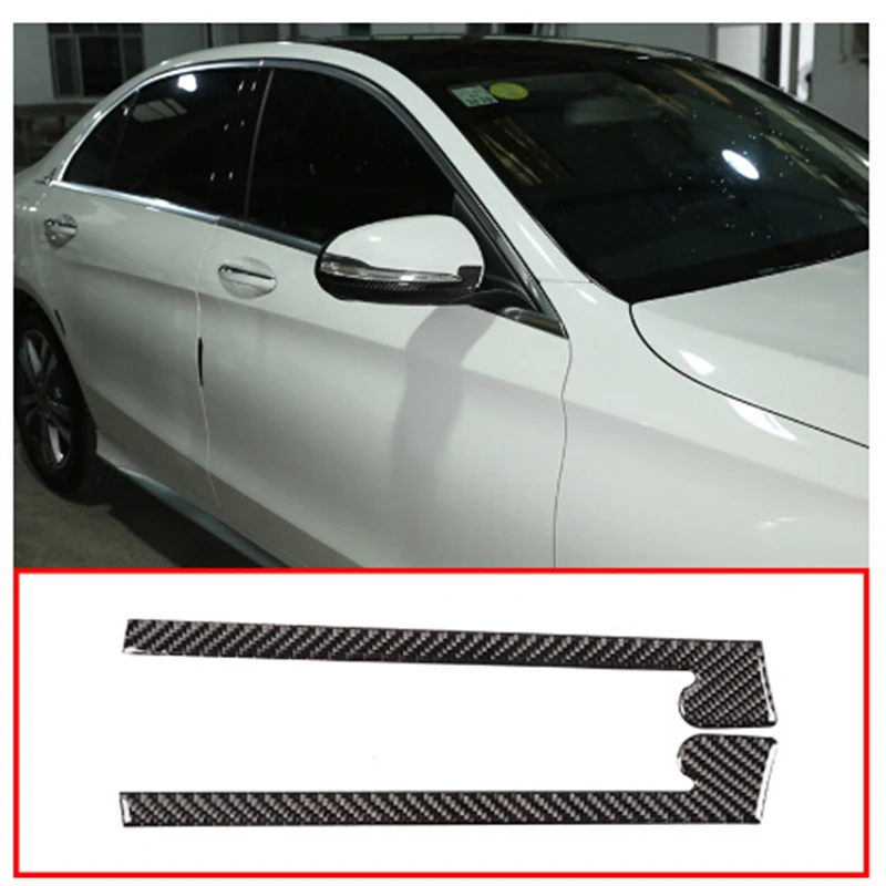 For Mercedes Benz C Class W205 GLC X253 2015-2019 2pcs Real Carbon Fiber Side Rearview Mirror Decoration Strip Stickers  Parts