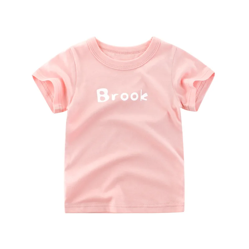 

2020 Summer Fashion Letter T-shirt Children Girl Short Sleeves Pink Greeen Tees Baby Kids Cotton Tops For Girls Clothes 2-10Y