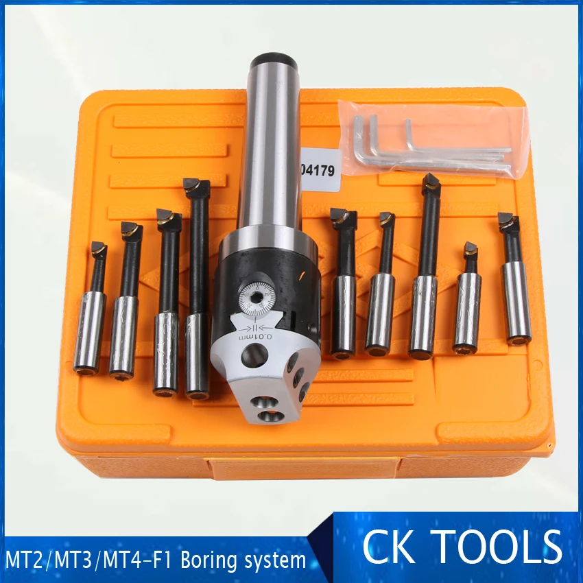 new top quality MT3 M10 Arbor F1 -12 50mm boring head and 9pcs 12mm boring bars, boring head set MT3 F1 boring system