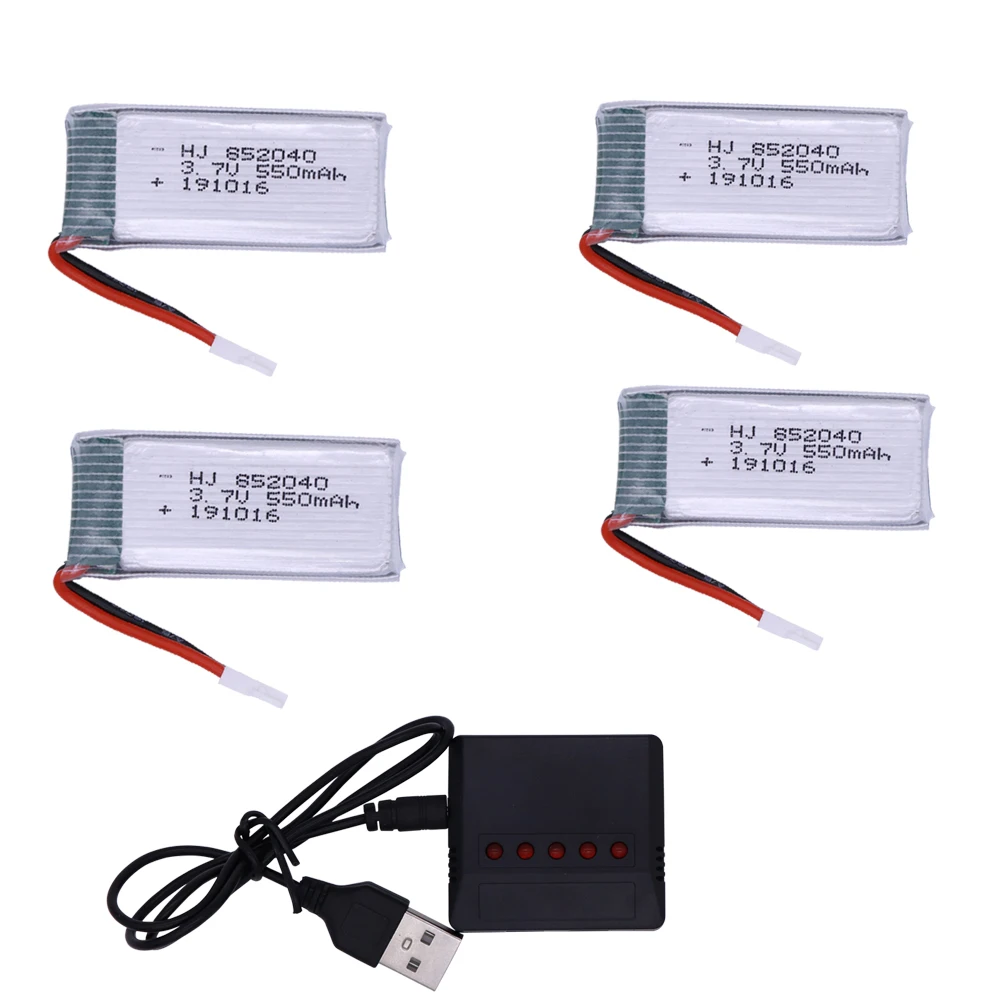 3.7V 550mAh Lipo Battery and usb Charger for JXD 523 523W H43WH RC Quadcopter Drone 852040 3.7 V 550 mAh Lipo Battery