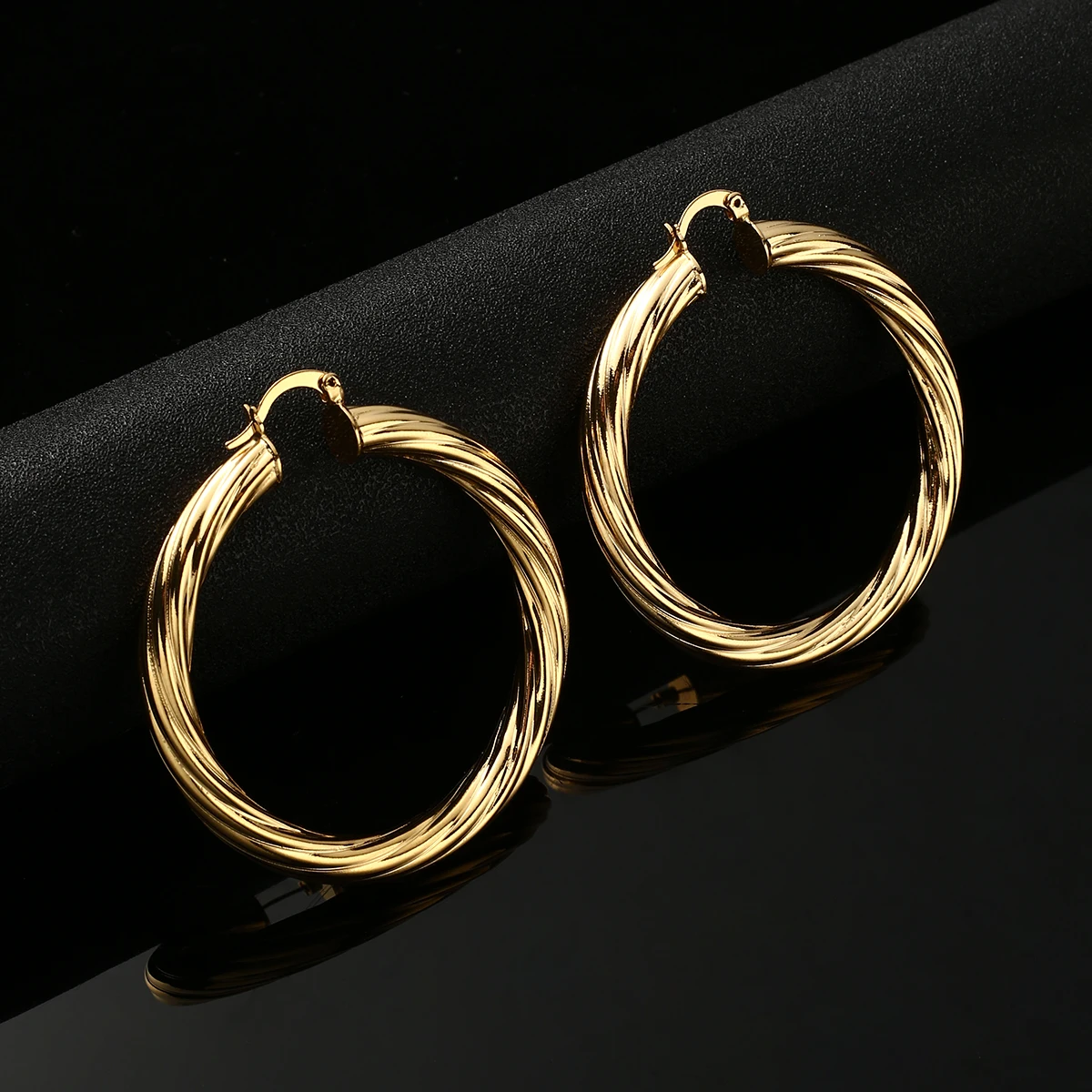 Africa Large Circle Ring Hoop Earrings For Women Gold Color Round Earring Ethiopian Jewelry Nigeria Congo Arab Gift