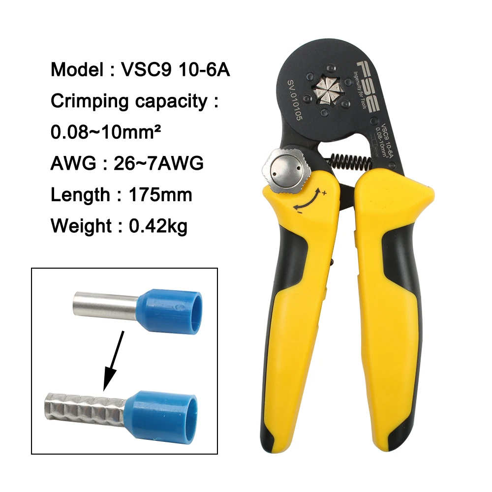 VSC9 16-4A 0.08-16mm2 26-5AWG with 400Terminal Box Electrical Clamp Terminal Tube Tool set