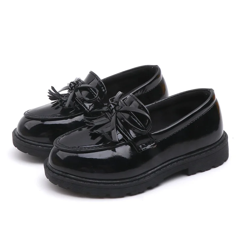 New Girls Patent Leather Single Shoes 2024 Spring Autumn Children\'s Shoes Fashion Student Vintage Performance Girls Shoes