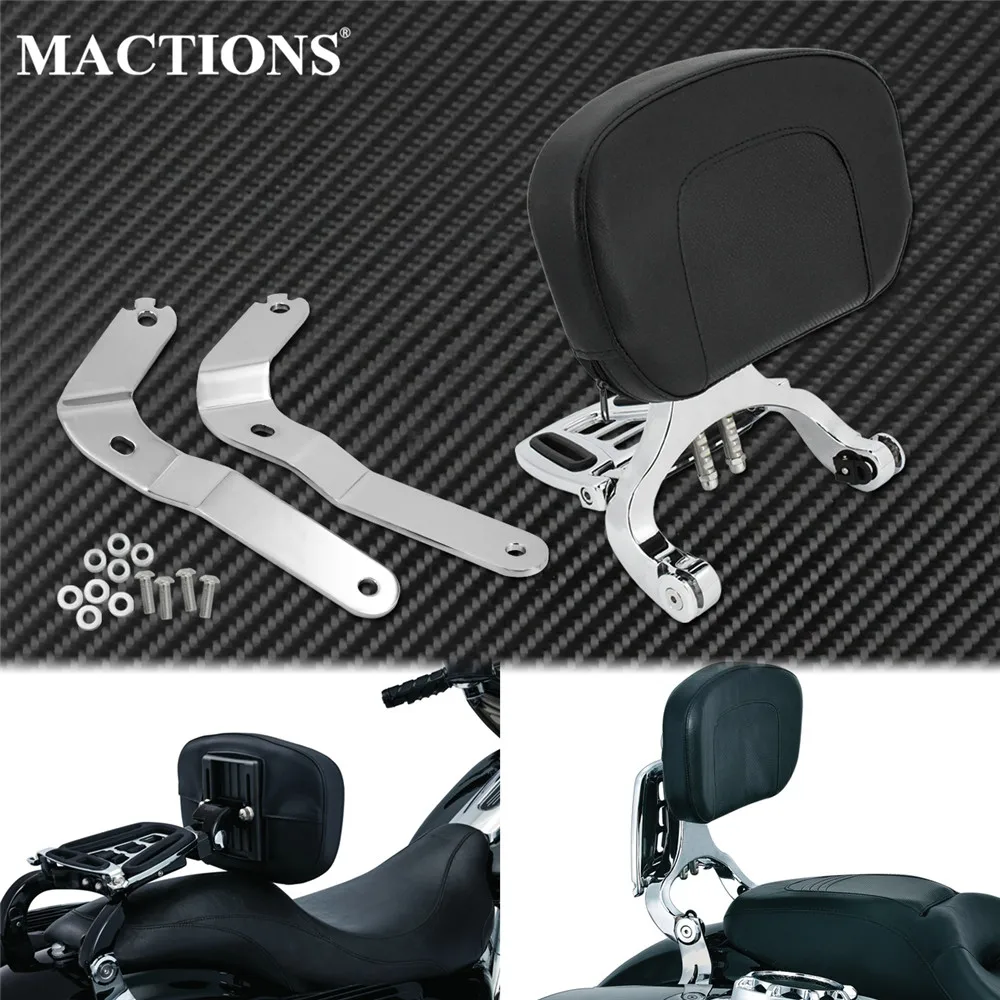 Motorcycle Adjustable Driver Passenger Backrest Chrome Sissy Bar Seat For Harley Softail Breakout Fat boy Touring Dyna Steet Bob