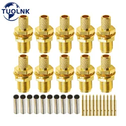 TUOLNK RP SMA Female Plug Crimp Connector RP-SMA Female Nut Bulkhead Converter for RG58 RG142 RG400 LMR195 Coax Cable 10pcs